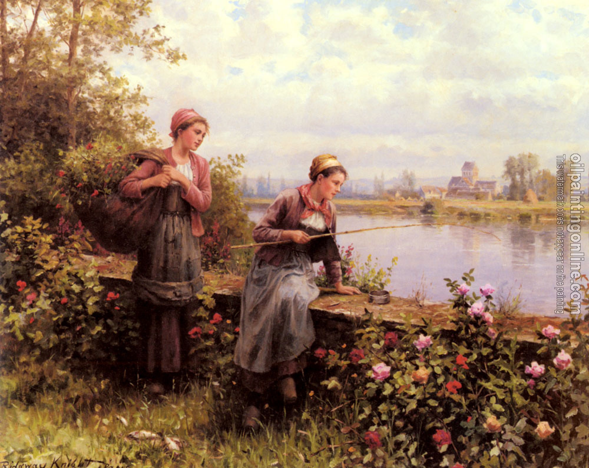 Daniel Ridgway Knight - Maria And Madeleine Fishing